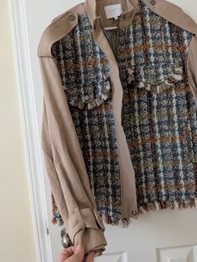 Costér Beige & Multicolor Tweed Jean Jacket